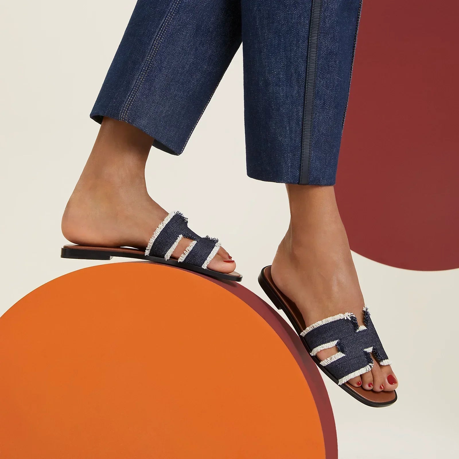 Hermès Sandales Oran - Bleu brut